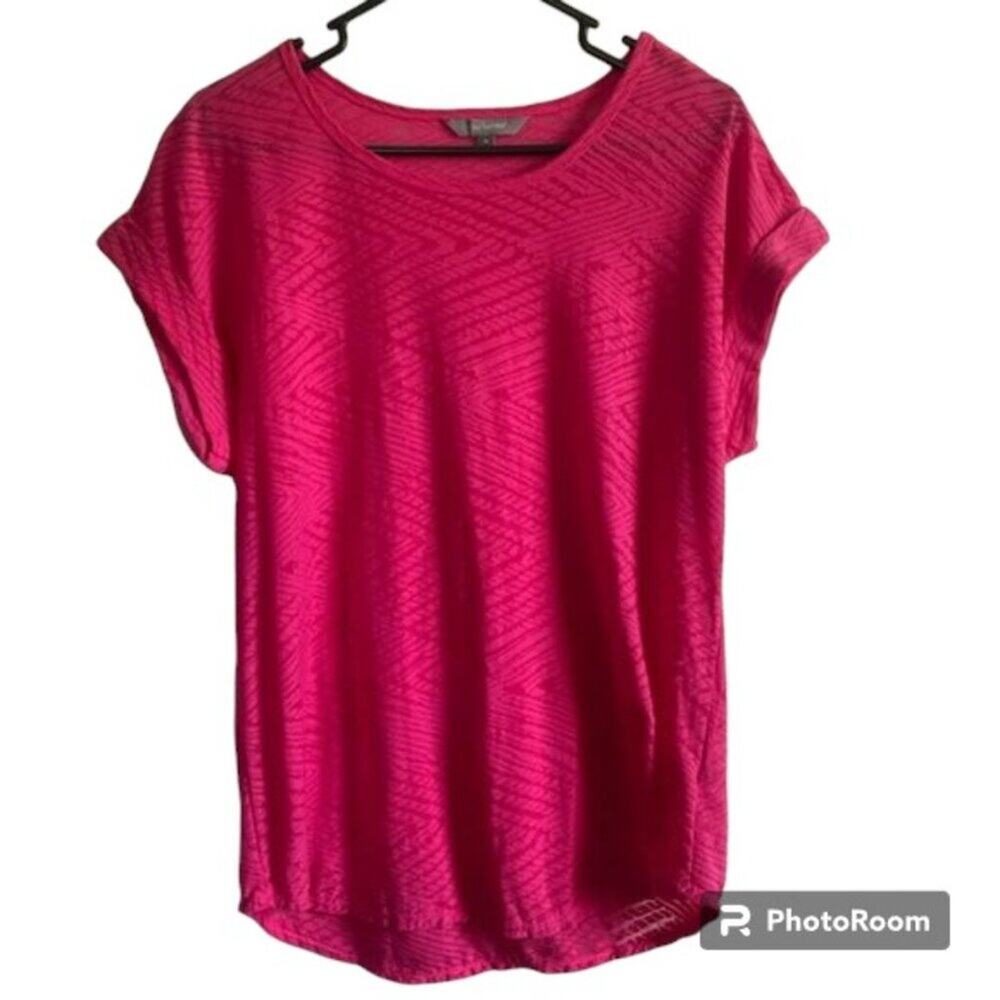 Daisy Fuentes Scoop Neck Burnout Top Pink Size Medium